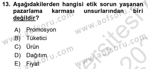 Tarımsal Pazarlama Dersi 2025 - 2026 Yılı (Final) Dönem Sonu Sınav Soruları 13. Soru