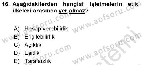 Tarımsal Pazarlama Dersi 2025 - 2026 Yılı (Final) Dönem Sonu Sınav Soruları 16. Soru