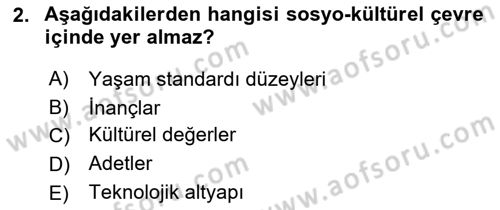 Tarımsal Pazarlama Dersi 2025 - 2026 Yılı (Final) Dönem Sonu Sınav Soruları 2. Soru