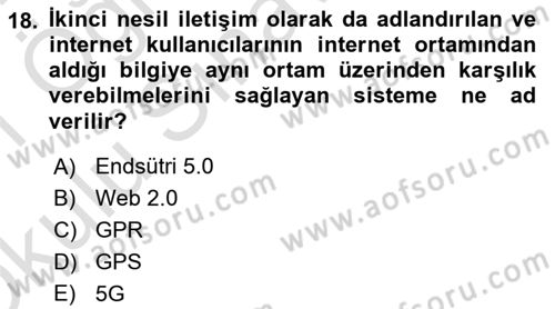 Turizmde Otomasyon Sistemleri Dersi 2020 - 2021 Yılı Yaz Okulu Sınav Soruları 18. Soru