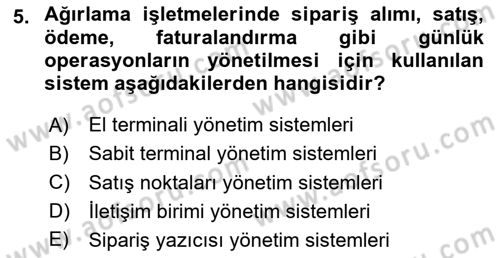 Turizmde Otomasyon Sistemleri Dersi 2020 - 2021 Yılı Yaz Okulu Sınav Soruları 5. Soru