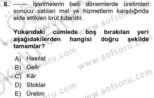Turizmde Otomasyon Sistemleri Dersi 2020 - 2021 Yılı Yaz Okulu Sınav Soruları 8. Soru