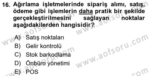Turizmde Otomasyon Sistemleri Dersi Ara Sınavı Deneme Sınav Soruları 16. Soru