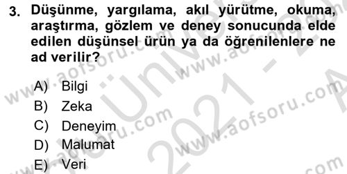 Turizmde Otomasyon Sistemleri Dersi Ara Sınavı Deneme Sınav Soruları 3. Soru