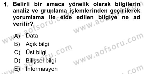 Turizmde Otomasyon Sistemleri Dersi 2021 - 2022 Yılı (Final) Dönem Sonu Sınav Soruları 1. Soru