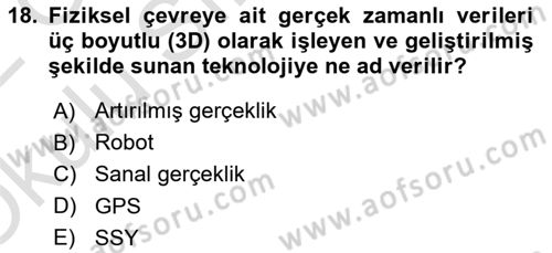 Turizmde Otomasyon Sistemleri Dersi 2021 - 2022 Yılı Yaz Okulu Sınav Soruları 18. Soru