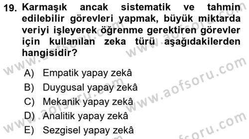Turizmde Otomasyon Sistemleri Dersi 2021 - 2022 Yılı Yaz Okulu Sınavı 19. Soru