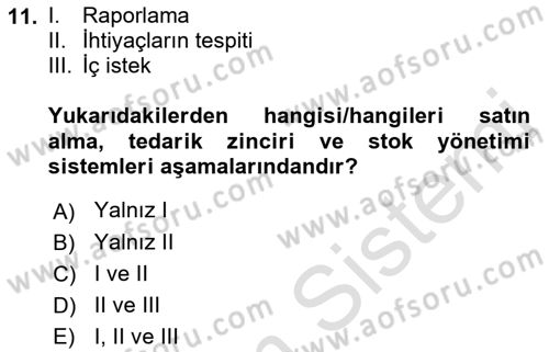 Turizmde Otomasyon Sistemleri Dersi Ara Sınavı Deneme Sınav Soruları 11. Soru