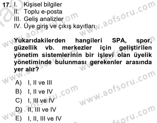 Turizmde Otomasyon Sistemleri Dersi Ara Sınavı Deneme Sınav Soruları 17. Soru
