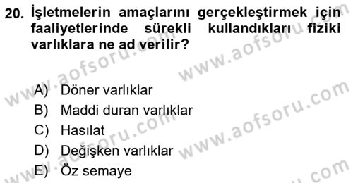Turizmde Otomasyon Sistemleri Dersi Ara Sınavı Deneme Sınav Soruları 20. Soru