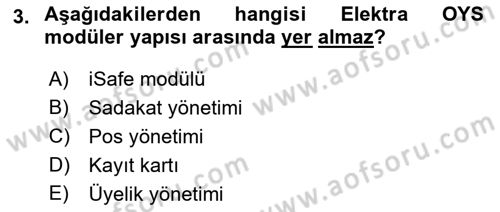 Turizmde Otomasyon Sistemleri Dersi Ara Sınavı Deneme Sınav Soruları 3. Soru