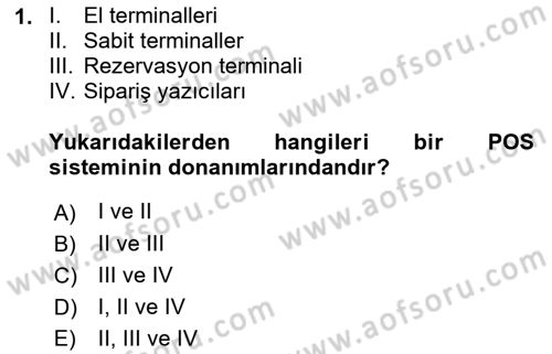 Turizmde Otomasyon Sistemleri Dersi 2022 - 2023 Yılı (Final) Dönem Sonu Sınav Soruları 1. Soru