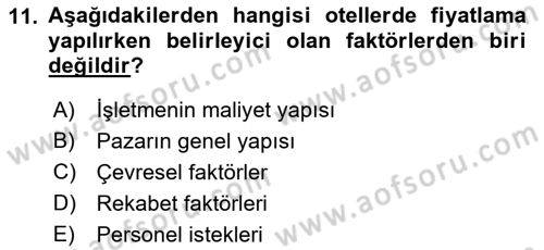 Turizmde Otomasyon Sistemleri Dersi 2022 - 2023 Yılı (Final) Dönem Sonu Sınav Soruları 11. Soru