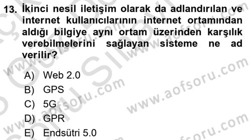 Turizmde Otomasyon Sistemleri Dersi 2022 - 2023 Yılı (Final) Dönem Sonu Sınav Soruları 13. Soru