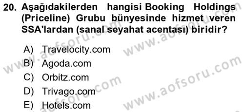 Turizmde Otomasyon Sistemleri Dersi 2022 - 2023 Yılı (Final) Dönem Sonu Sınav Soruları 20. Soru