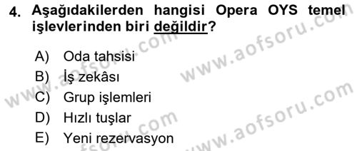 Turizmde Otomasyon Sistemleri Dersi 2022 - 2023 Yılı (Final) Dönem Sonu Sınav Soruları 4. Soru