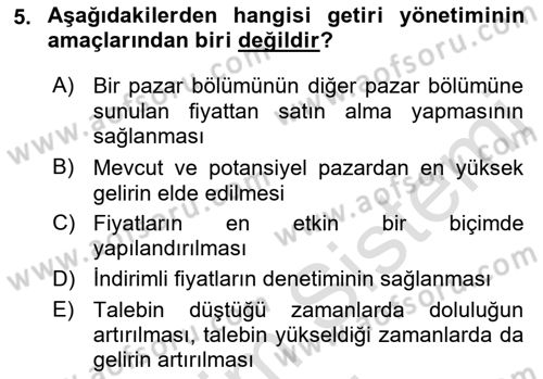 Turizmde Otomasyon Sistemleri Dersi 2022 - 2023 Yılı (Final) Dönem Sonu Sınav Soruları 5. Soru