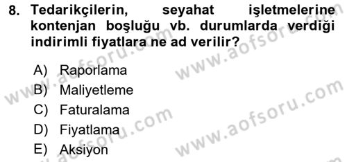 Turizmde Otomasyon Sistemleri Dersi 2022 - 2023 Yılı (Final) Dönem Sonu Sınav Soruları 8. Soru