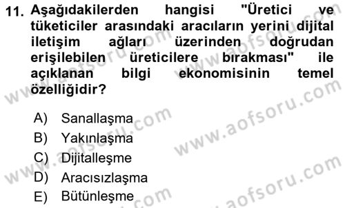 Turizmde Otomasyon Sistemleri Dersi 2022 - 2023 Yılı Yaz Okulu Sınav Soruları 11. Soru