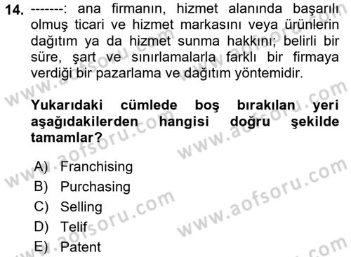Turizmde Otomasyon Sistemleri Dersi 2022 - 2023 Yılı Yaz Okulu Sınavı 14. Soru