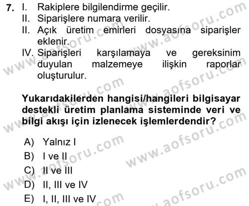 Turizmde Otomasyon Sistemleri Dersi 2022 - 2023 Yılı Yaz Okulu Sınavı 7. Soru