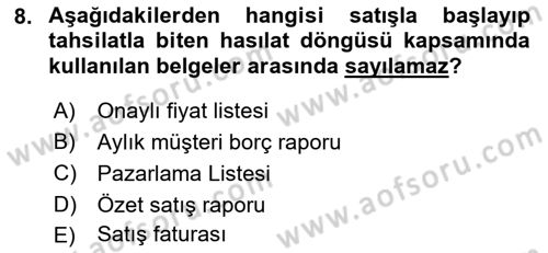 Turizmde Otomasyon Sistemleri Dersi 2023 - 2024 Yılı (Vize) Ara Sınav Soruları 8. Soru