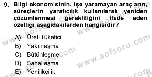Turizmde Otomasyon Sistemleri Dersi 2023 - 2024 Yılı (Vize) Ara Sınav Soruları 9. Soru