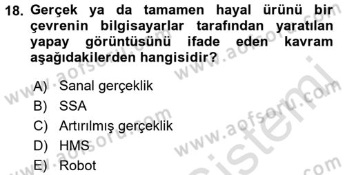Turizmde Otomasyon Sistemleri Dersi 2023 - 2024 Yılı (Final) Dönem Sonu Sınav Soruları 18. Soru