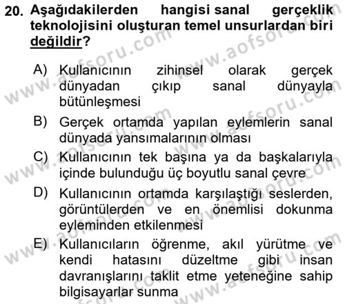 Turizmde Otomasyon Sistemleri Dersi 2023 - 2024 Yılı (Final) Dönem Sonu Sınav Soruları 20. Soru