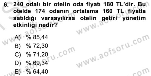 Turizmde Otomasyon Sistemleri Dersi 2023 - 2024 Yılı (Final) Dönem Sonu Sınav Soruları 6. Soru