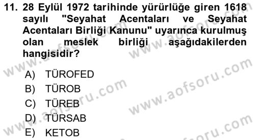 Turizmde Otomasyon Sistemleri Dersi 2023 - 2024 Yılı Yaz Okulu Sınav Soruları 11. Soru