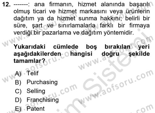 Turizmde Otomasyon Sistemleri Dersi 2023 - 2024 Yılı Yaz Okulu Sınav Soruları 12. Soru