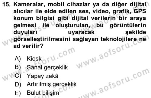 Turizmde Otomasyon Sistemleri Dersi 2023 - 2024 Yılı Yaz Okulu Sınav Soruları 15. Soru