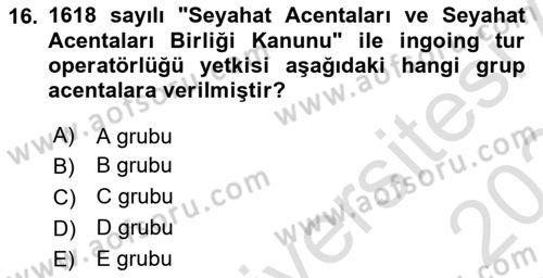 Turizmde Otomasyon Sistemleri Dersi 2023 - 2024 Yılı Yaz Okulu Sınav Soruları 16. Soru