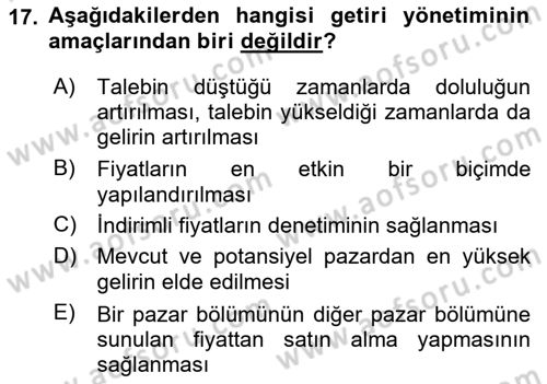 Turizmde Otomasyon Sistemleri Dersi 2023 - 2024 Yılı Yaz Okulu Sınav Soruları 17. Soru