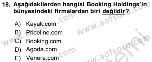 Turizmde Otomasyon Sistemleri Dersi 2023 - 2024 Yılı Yaz Okulu Sınav Soruları 18. Soru