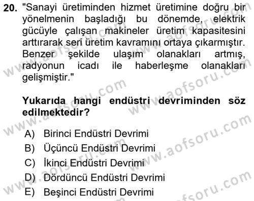 Turizmde Otomasyon Sistemleri Dersi 2023 - 2024 Yılı Yaz Okulu Sınav Soruları 20. Soru