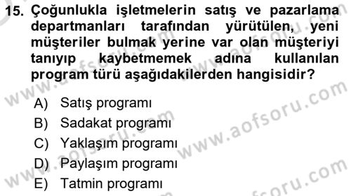 Turist Davranışı Dersi 2020 - 2021 Yılı Yaz Okulu Sınav Soruları 15. Soru