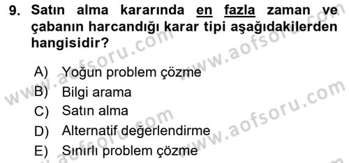 Turist Davranışı Dersi 2020 - 2021 Yılı Yaz Okulu Sınav Soruları 9. Soru