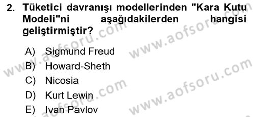 Turist Davranışı Dersi 2021 - 2022 Yılı (Vize) Ara Sınav Soruları 2. Soru