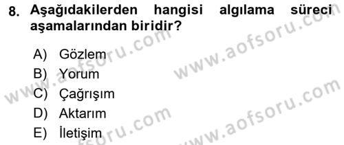 Turist Davranışı Dersi 2021 - 2022 Yılı (Vize) Ara Sınav Soruları 8. Soru