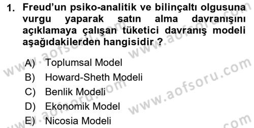 Turist Davranışı Dersi 2021 - 2022 Yılı (Final) Dönem Sonu Sınav Soruları 1. Soru