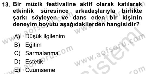 Turist Davranışı Dersi 2021 - 2022 Yılı (Final) Dönem Sonu Sınav Soruları 13. Soru