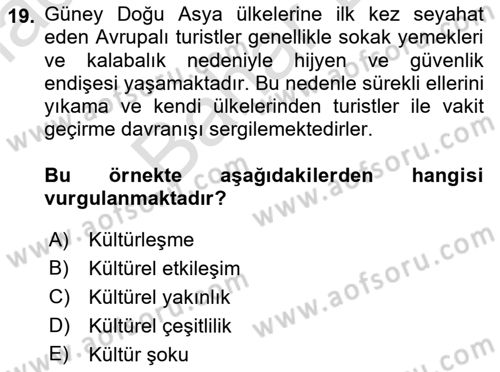 Turist Davranışı Dersi 2021 - 2022 Yılı (Final) Dönem Sonu Sınav Soruları 19. Soru