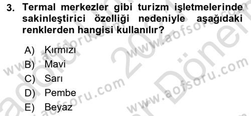 Turist Davranışı Dersi 2021 - 2022 Yılı (Final) Dönem Sonu Sınav Soruları 3. Soru