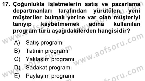 Turist Davranışı Dersi 2021 - 2022 Yılı Yaz Okulu Sınav Soruları 17. Soru