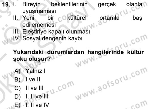 Turist Davranışı Dersi 2021 - 2022 Yılı Yaz Okulu Sınav Soruları 19. Soru
