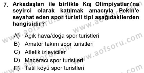 Turist Davranışı Dersi 2021 - 2022 Yılı Yaz Okulu Sınav Soruları 7. Soru