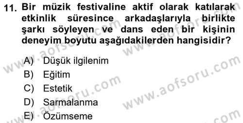 Turist Davranışı Dersi 2022 - 2023 Yılı Yaz Okulu Sınav Soruları 11. Soru