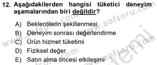 Turist Davranışı Dersi 2022 - 2023 Yılı Yaz Okulu Sınav Soruları 12. Soru
